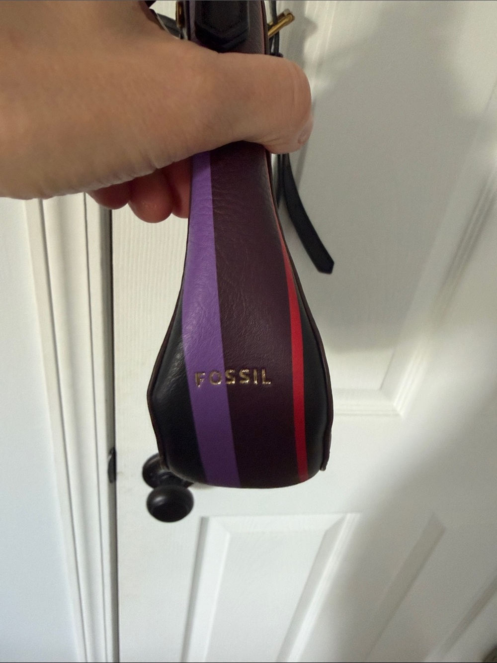 Fossil Black Crossbody Bag with Multicolor Vertical Stripes - Picture 4 of 6
